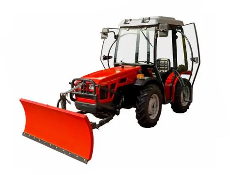 Small red tractor on a white background Stock Photos
