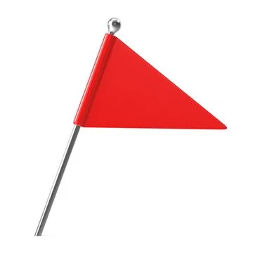 Small Red Triangular Flag Marker on a Silver Pole Illustrazione stock
