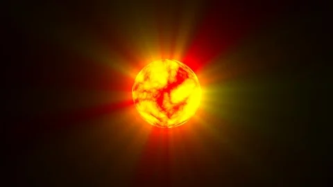 Small Red Yellow Hot Sun Rays Fractal Sphere Motion Background Loop Fast Stock Footage 101868787