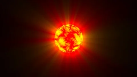 Small Red Yellow Hot Sun Rays Fractal Sphere Motion Background Loop Slow Stock Footage 101869045