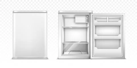 Small refrigerator with open and closed door Stock Illustration