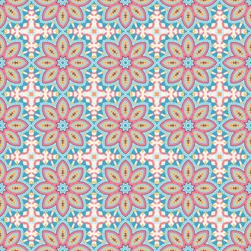 A small repeating abstract background of a circle pattern in red, yellow and Illustrazione stock