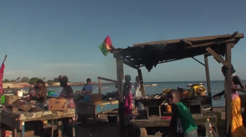 Small restaurant of fish on the beach of Dakar Video stock 52248601