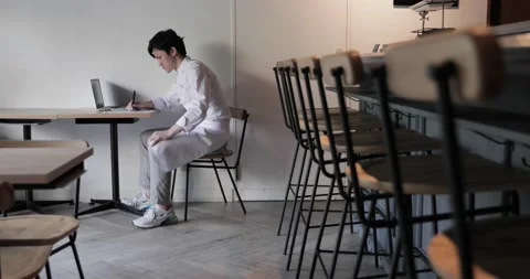 Small restaurant Japanese owner working Stock Footage 138340986