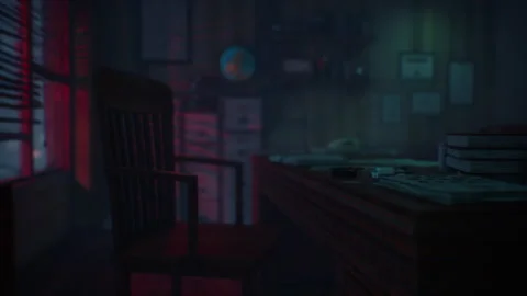 Small retro office at night Stock Footage 157157543
