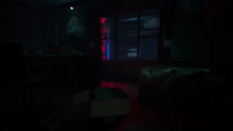 Small retro office at night Stock Footage 157792530