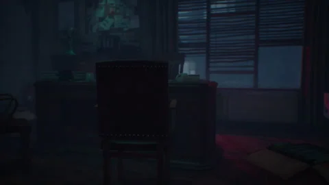 Small retro office at night Stock Footage 162586966