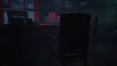 Small retro office at night Video stock 163264300