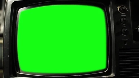 A Small Retro TV with Green Screen. Zoom In Fast. Stock Footage 88494752