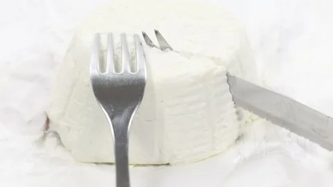 Small ricotta dairy of white buffalo and round Stock Footage 140614101