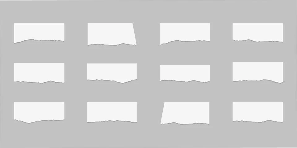 Small Ripped Memo Notes Torn Paper Pieces Vector Set Stock Illustration