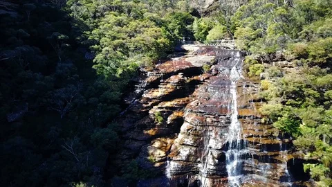 Small river and waterfall in the mountains of the overgrown forest. Stock Footage 95897725