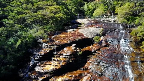 Small river and waterfall in the mountains of the overgrown forest. Stock Footage 95898161