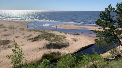 Small river on beach Stock Footage 203202544