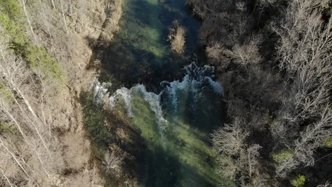 Small River Cascade Drone Jib Spain Video stock 103378991