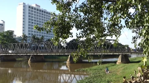 Small River City Stock Footage 43258579