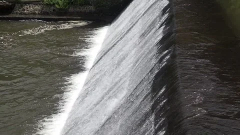 Small River Dam Water Flow – Gentle Stream in Natural Environment Stock Footage 332301230