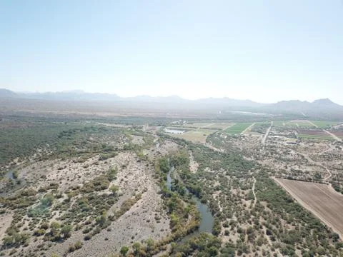 Small river in desert Stock Photos