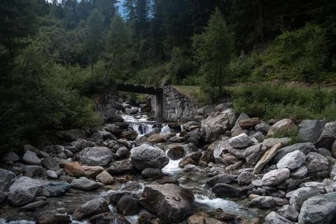 Small river down the mountain in the Alps Foto stock