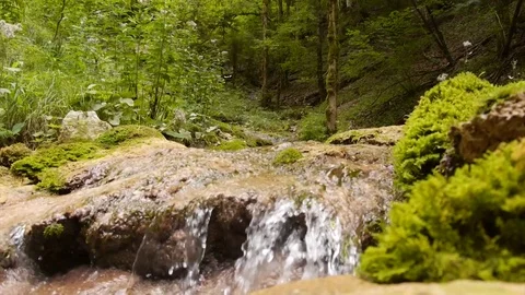 Small river, falling in rocks Stock Footage 93782613
