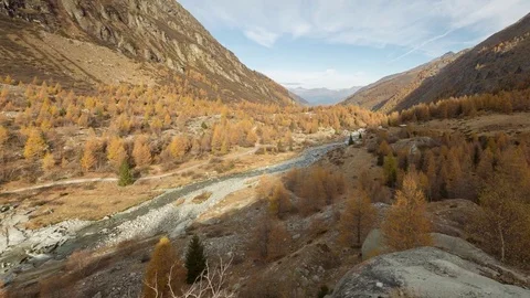 Small river of the Ferpècle Glacier in the canton of Valais, Switzerland. Stockbeeldmateriaal 83452077