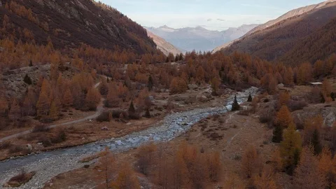 Small river of the Ferpècle Glacier in the canton of Valais, Switzerland. Stock Footage 83452100