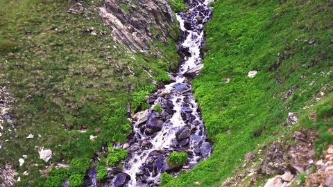 Small river floating through an idyllic landscape in the alps Vídeos de archivo 115119586