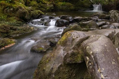Small river flowing over rocks at Glenarriff Woods Reserve, Ireland, part of  Stock Photos