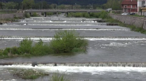 Small river flowing through the city Stock-Footage 45314300