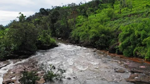 Small river on mountain in Cambodia. 2K Stock Footage 246104635