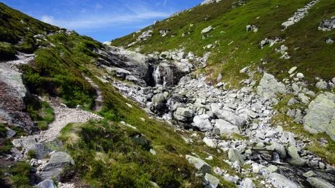 Small river in the mountain. Stock Photos