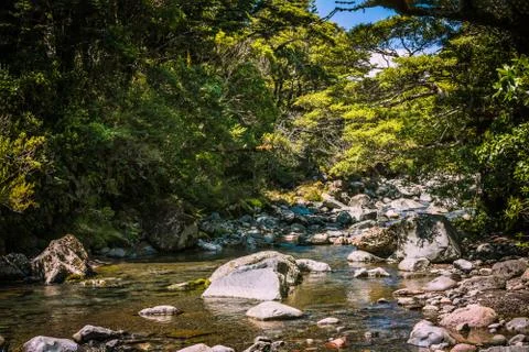 Small river in the mountains Stock Photos
