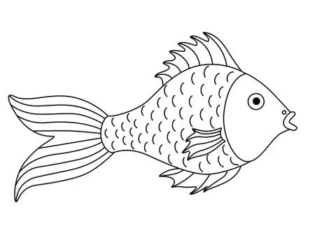 Small river or aquarium fish - vector linear picture for coloring. Stock Illustration