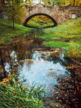Small river in the park Stock Photos