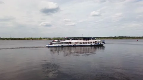 Small river pleasure boat on the river. Stock Footage 169744863