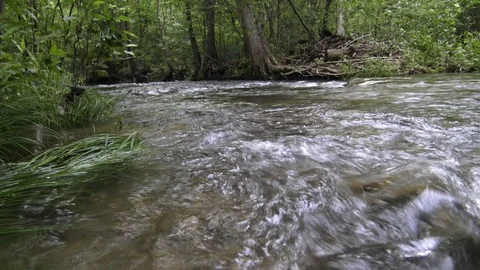Small river rushing fast -low perspective 스톡 동영상 90499957