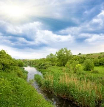 Small river in steppe Stock Photos