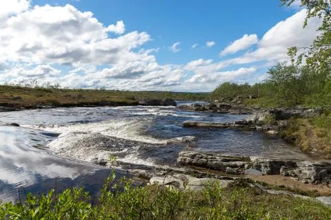 Small river stream at the mountain in Norway Stock Photos