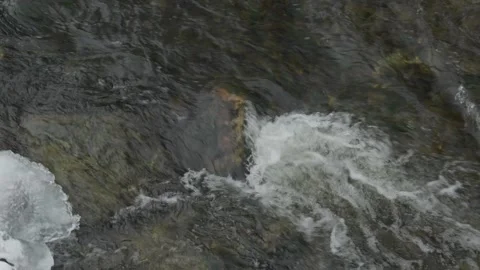 Small river stream in winter cold running creek Stock Footage 259229473