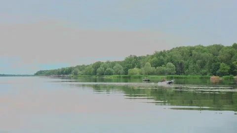 A small river, view from the shore, slow motion camera 스톡 동영상 328299491