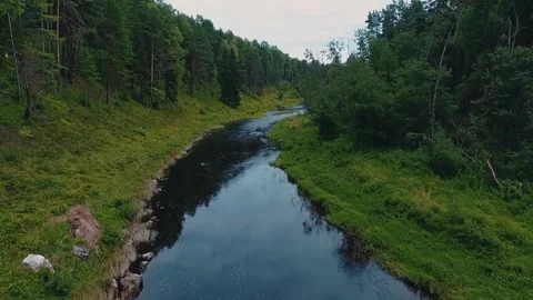 A small river was filmed from the air Stock Footage 304997189