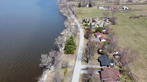 Small Riverside Town Stock Footage 157929299