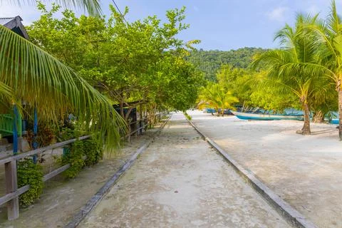 The small road on the island Stock Photos