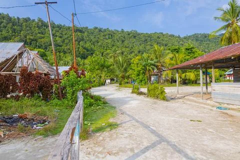 The small road on the island Stock Photos