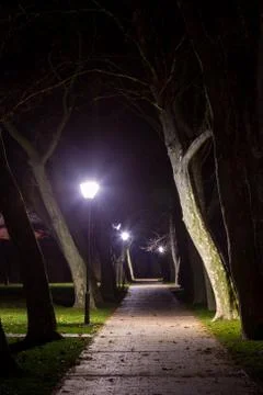 Small road at night Stock Photos