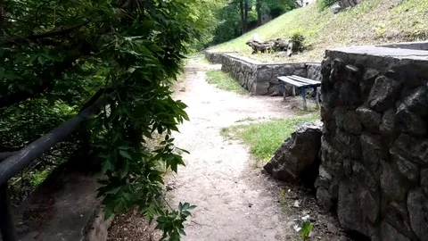 Small road in park Stockbeeldmateriaal 90541275