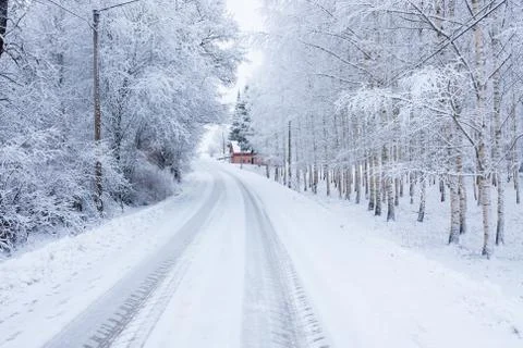 Small road at winter Stock Photos