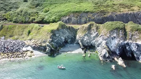 Small rocky bay with clear water viewed from above. Stock Footage 327623974