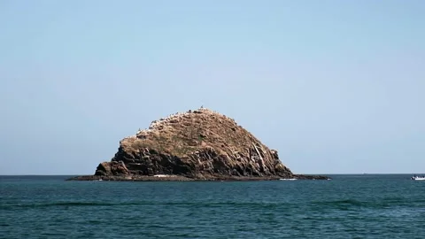 A small rocky island in the middle of the open ocean Stock Footage 236069965