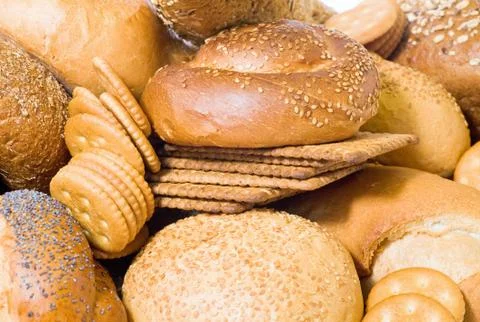 Small roll pikelets and biscuits Stock Photos